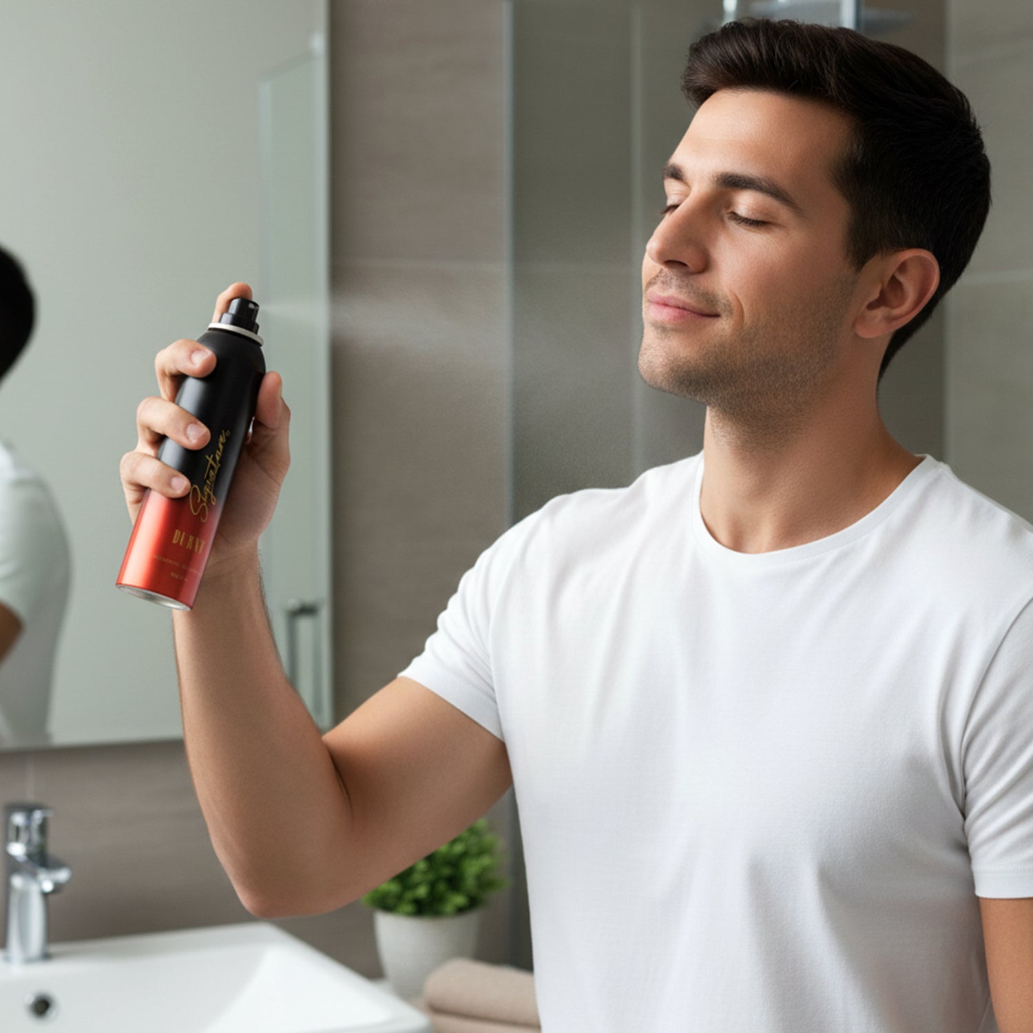 Wukusy Signature Premium Burnt Fragrance Body Spray for Men, 150ml, sleek bottle with dark label and modern design.