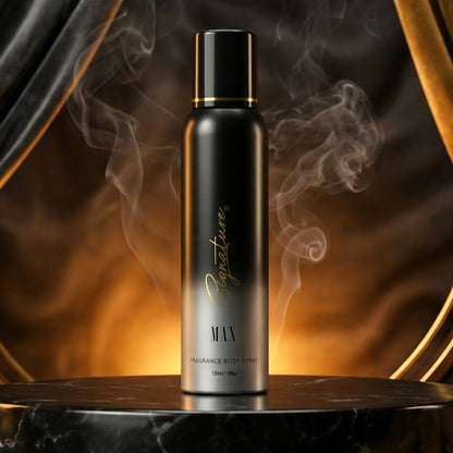 Wukusy Signature Premium Max Fragrance Body Spray in 150ml bottle, featuring sleek packaging and a refreshing scent.