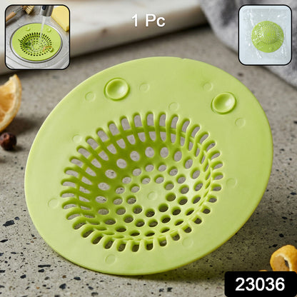 Wukusy silicone sink drain strainer in black, designed to catch debris and prevent clogs in kitchen or bathroom sinks.