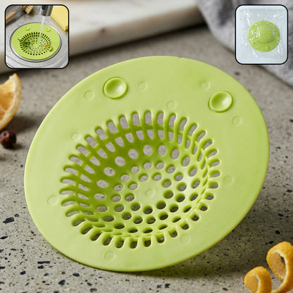 Wukusy silicone sink drain strainer in black, designed to catch debris and prevent clogs in kitchen sinks.
