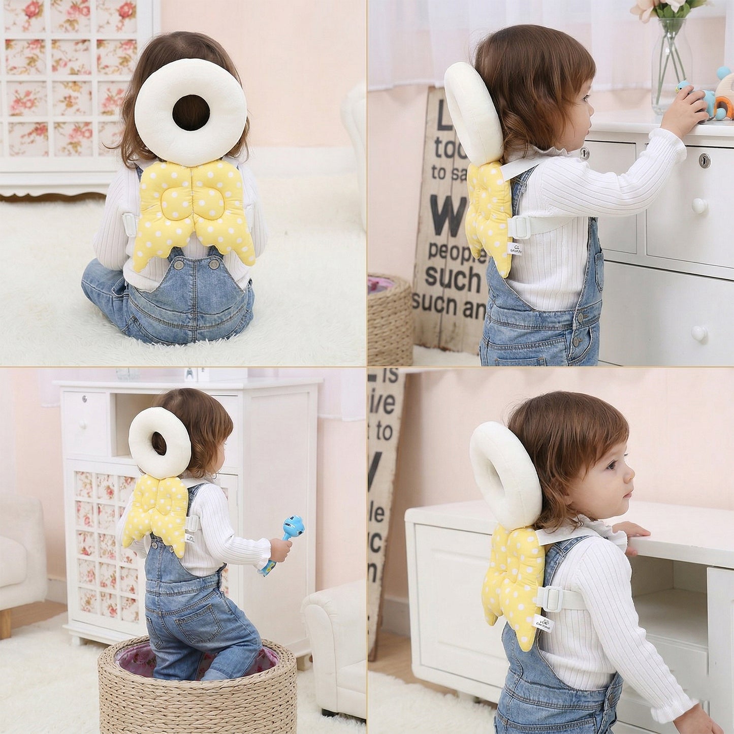 Small baby head protector safety cushion by Wukusy, soft foam padding with adjustable straps for newborns and infants.