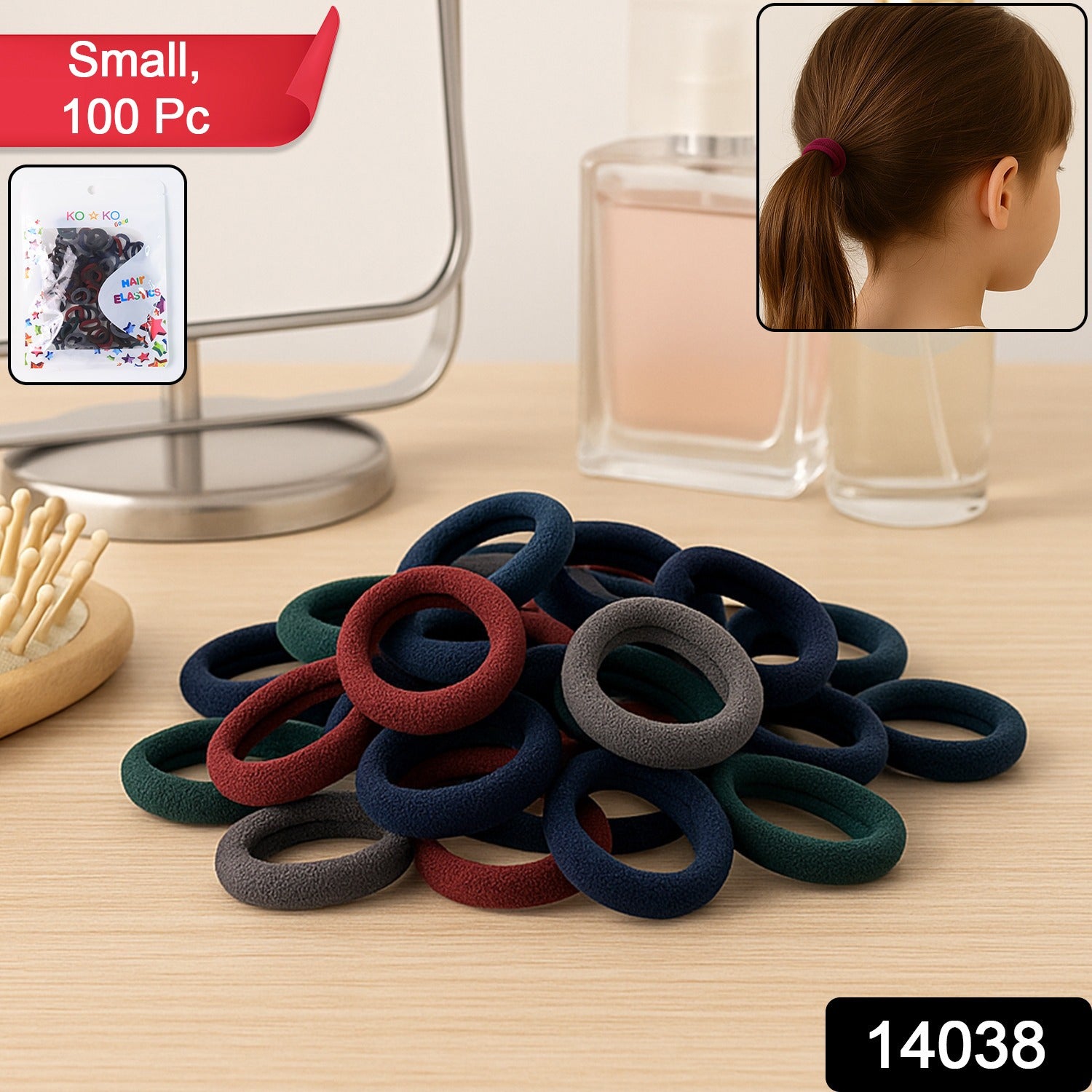 Pack of 50 multicolor Wukusy small hairbands for hair, rubber bands suitable for styling and securing hair.