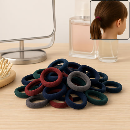 Multicolored small hairbands for hair, rubber bands pack of 50 by Wukusy, suitable for styling and securing hair.