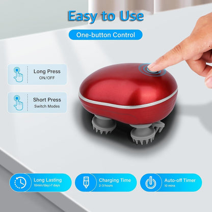 Wukusy Smart Electric Scalp Massager device for head relaxation, portable and compact for easy use at home or on the go.