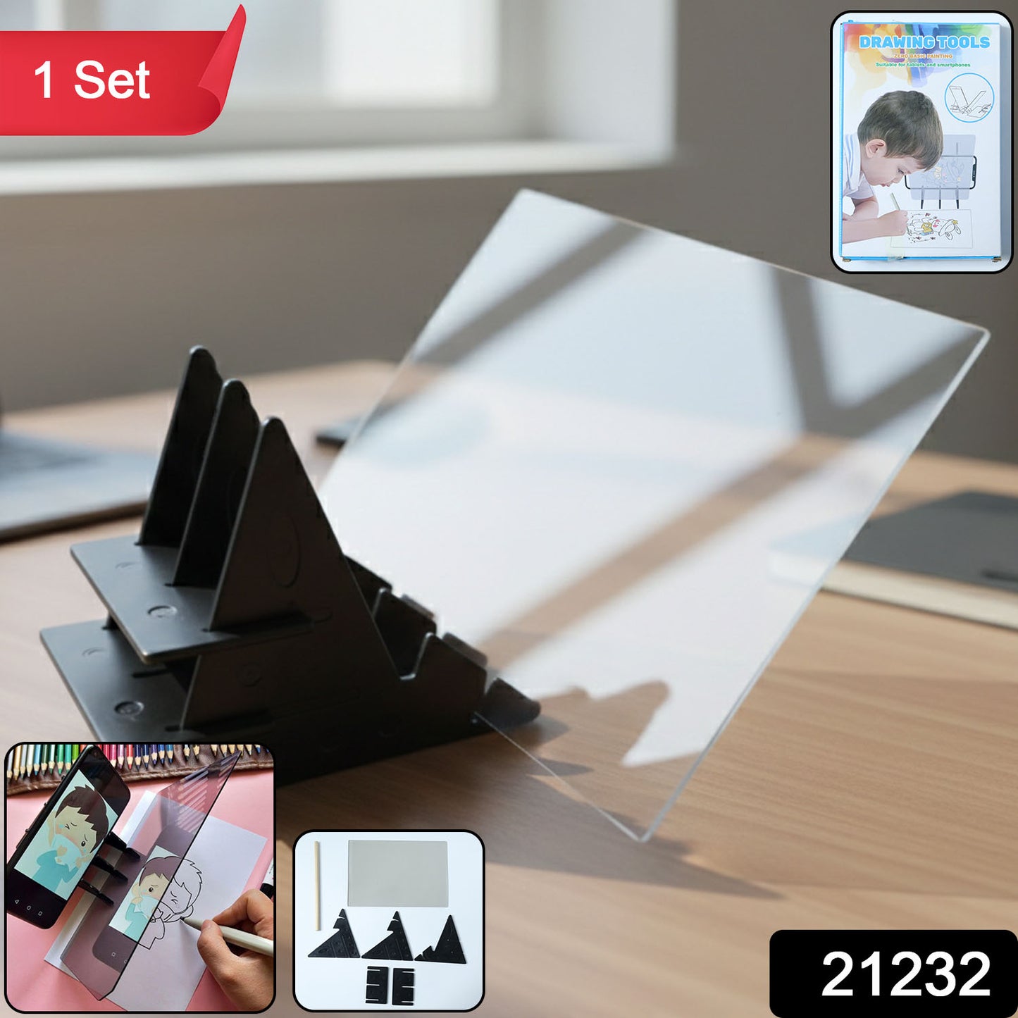 Wukusy Smart Mobile Phone Screen Drawing Projector Board Kit showing a compact device with a phone holder and projection surface.