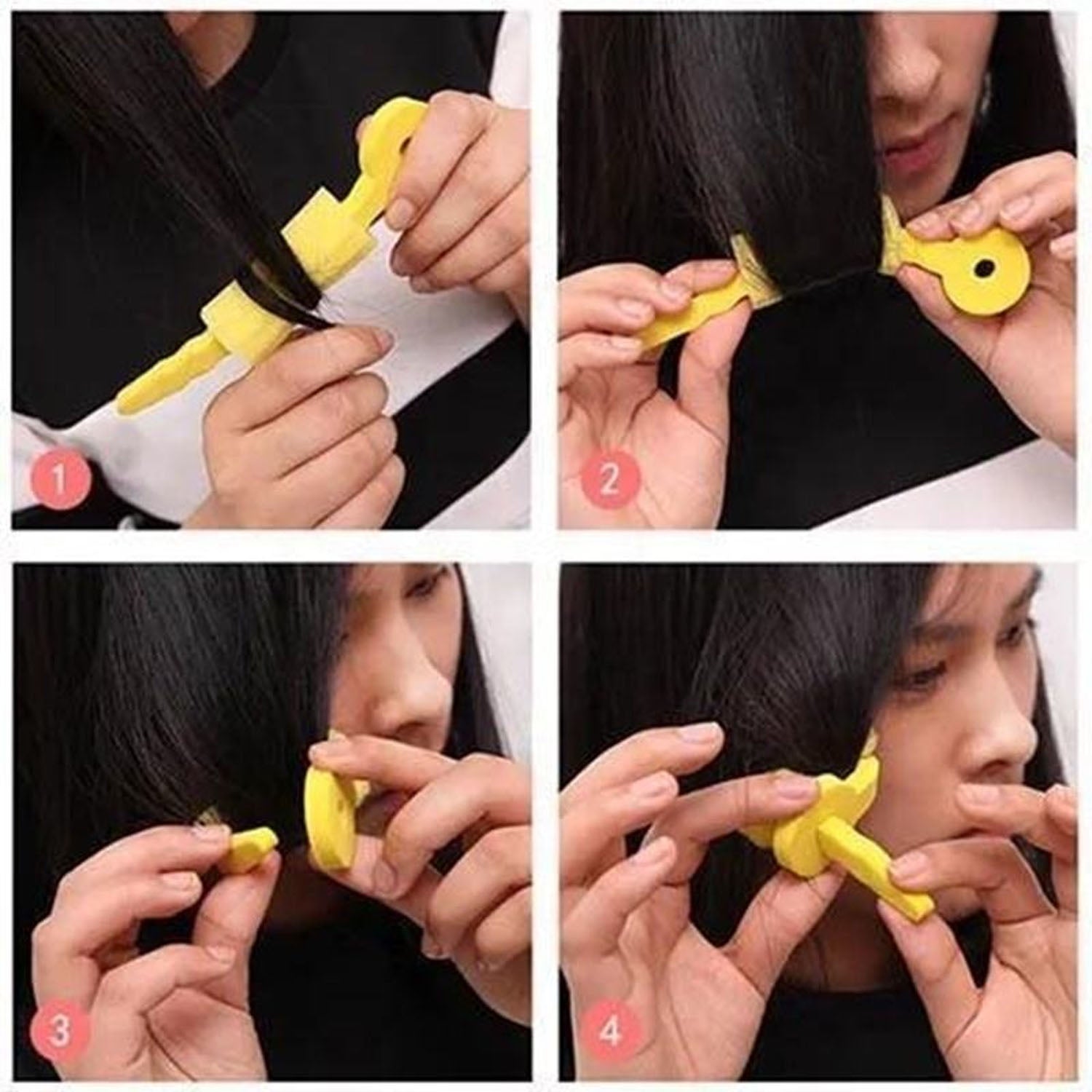 Wukusy soft foam hair curling rollers set with three flexible rollers for creating easy, natural curls.