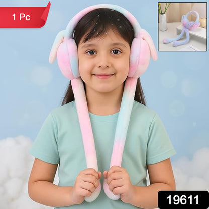 Wukusy soft plush winter earmuffs for kids, featuring fluffy ear covers and headband for warmth and comfort in cold weather.
