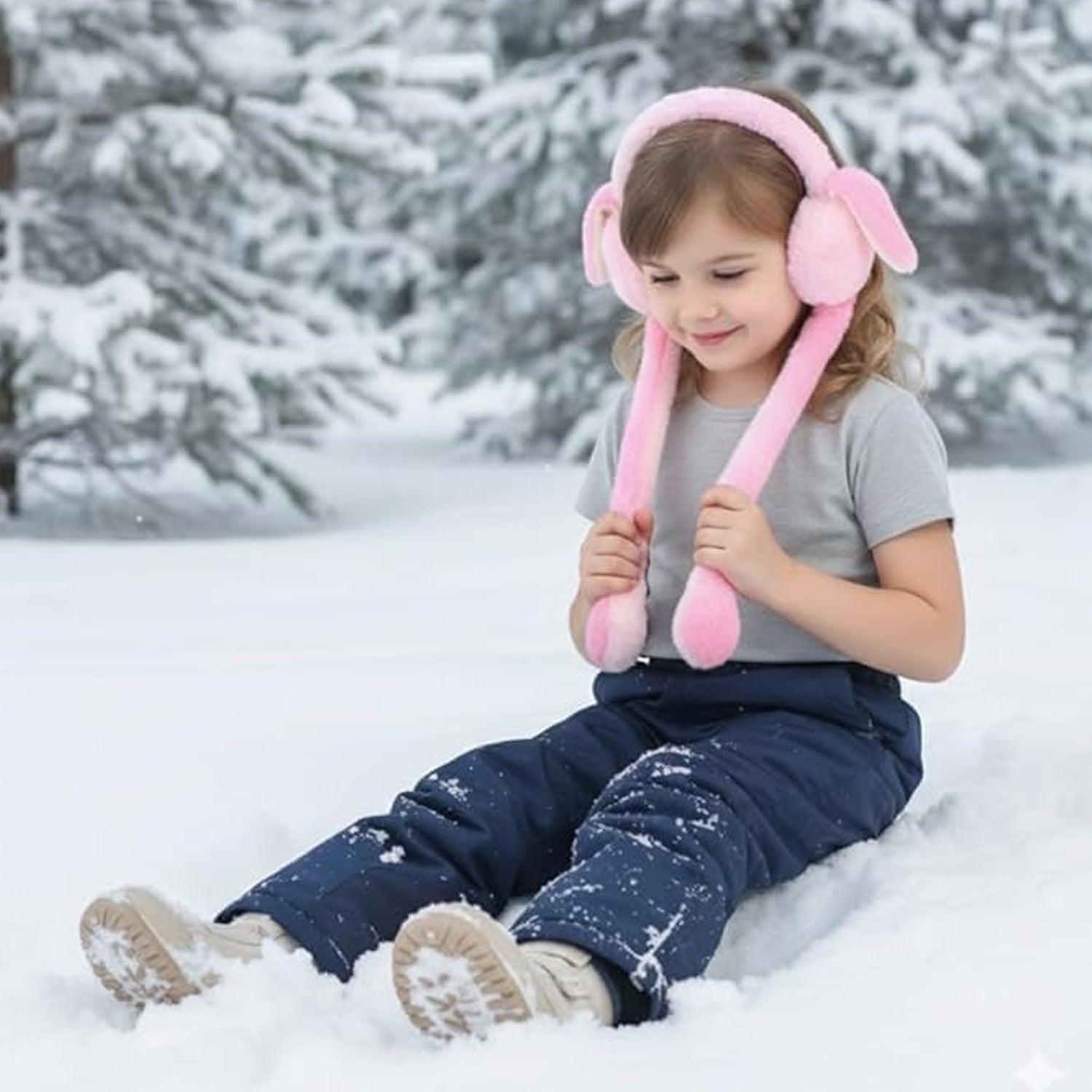 Soft plush winter earmuffs for kids by Wukusy, featuring a cozy, warm design ideal for cold weather.