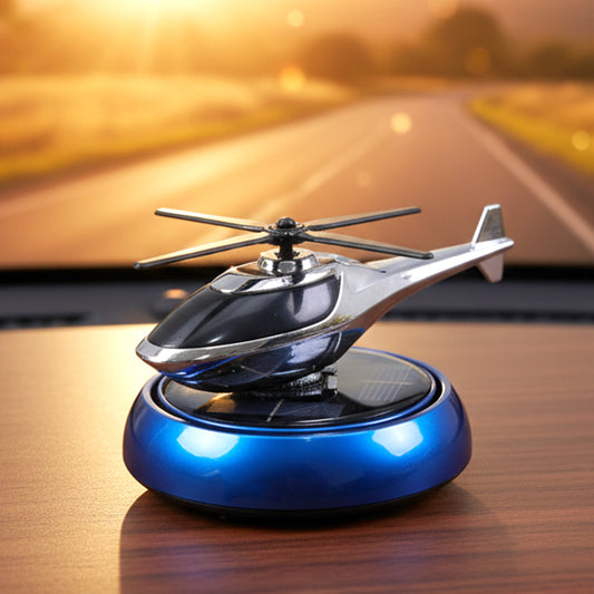 Wukusy solar helicopter car dashboard air freshener with rotating perfume decor, enhancing vehicle interior with fresh scent.