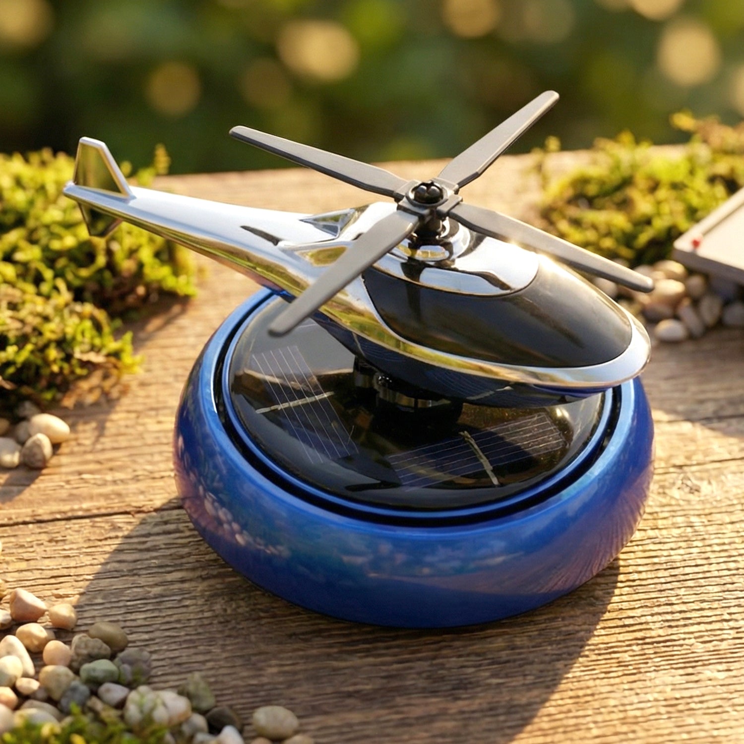 Wukusy solar helicopter car dashboard air freshener with rotating perfume decor and decorative design.