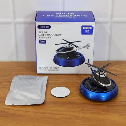 Wukusy solar helicopter car dashboard air freshener with rotating perfume decor, enhancing vehicle interior ambiance.