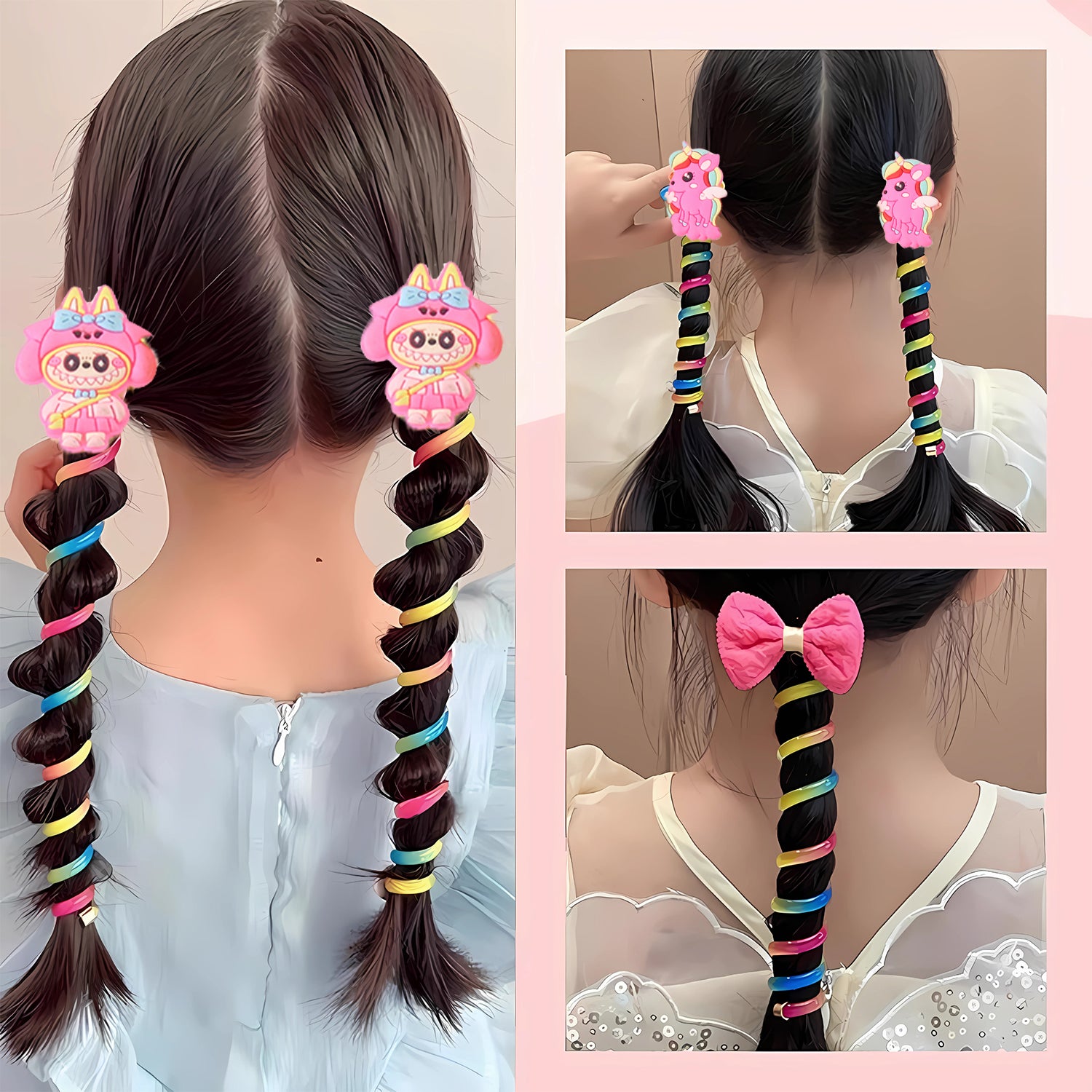 Set of 12 Wukusy spiral hair braiding clips for kids with mixed designs, ideal for styling and securing hair.