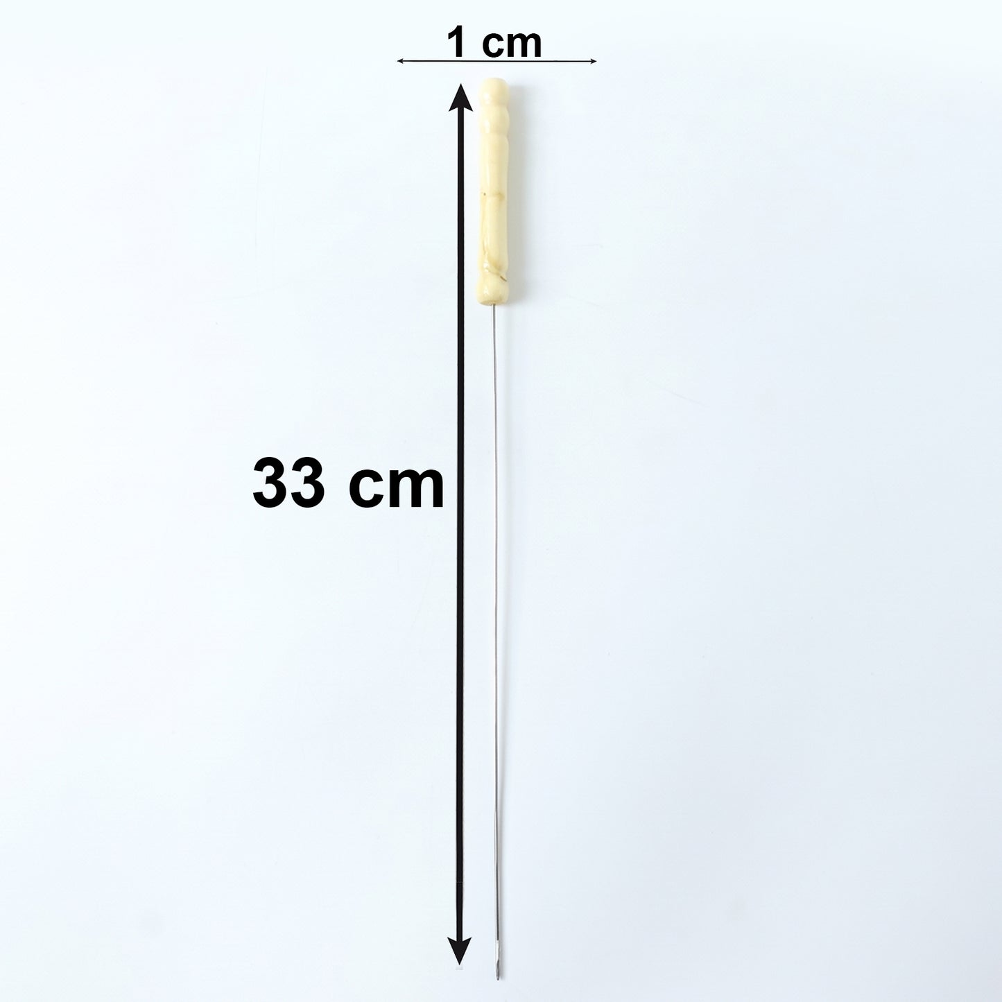 Set of 12 stainless steel BBQ skewers with wooden handles by Wukusy, ideal for grilling and outdoor cooking.