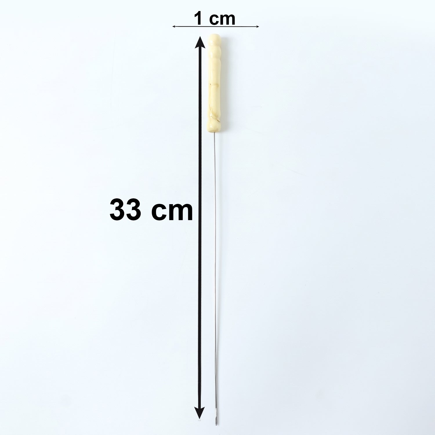 Set of 12 stainless steel BBQ skewers with wooden handles by Wukusy, ideal for grilling and outdoor cooking.