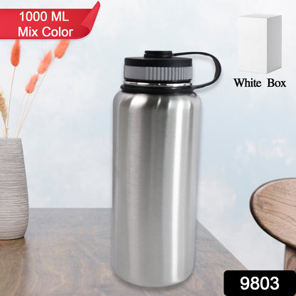 Wukusy stainless steel double wall vacuum-insulated water bottle, 1000 ml, in mixed colors, with a sleek, durable design for hot or cold drinks
