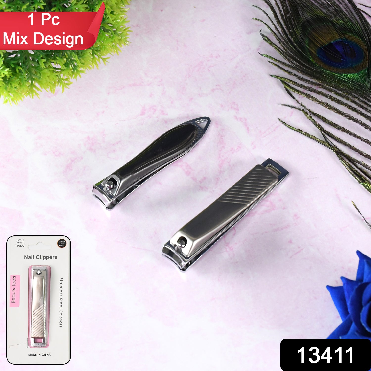 Wukusy stainless steel folding large nail clippers with integrated nail file, portable and durable grooming tool for nails