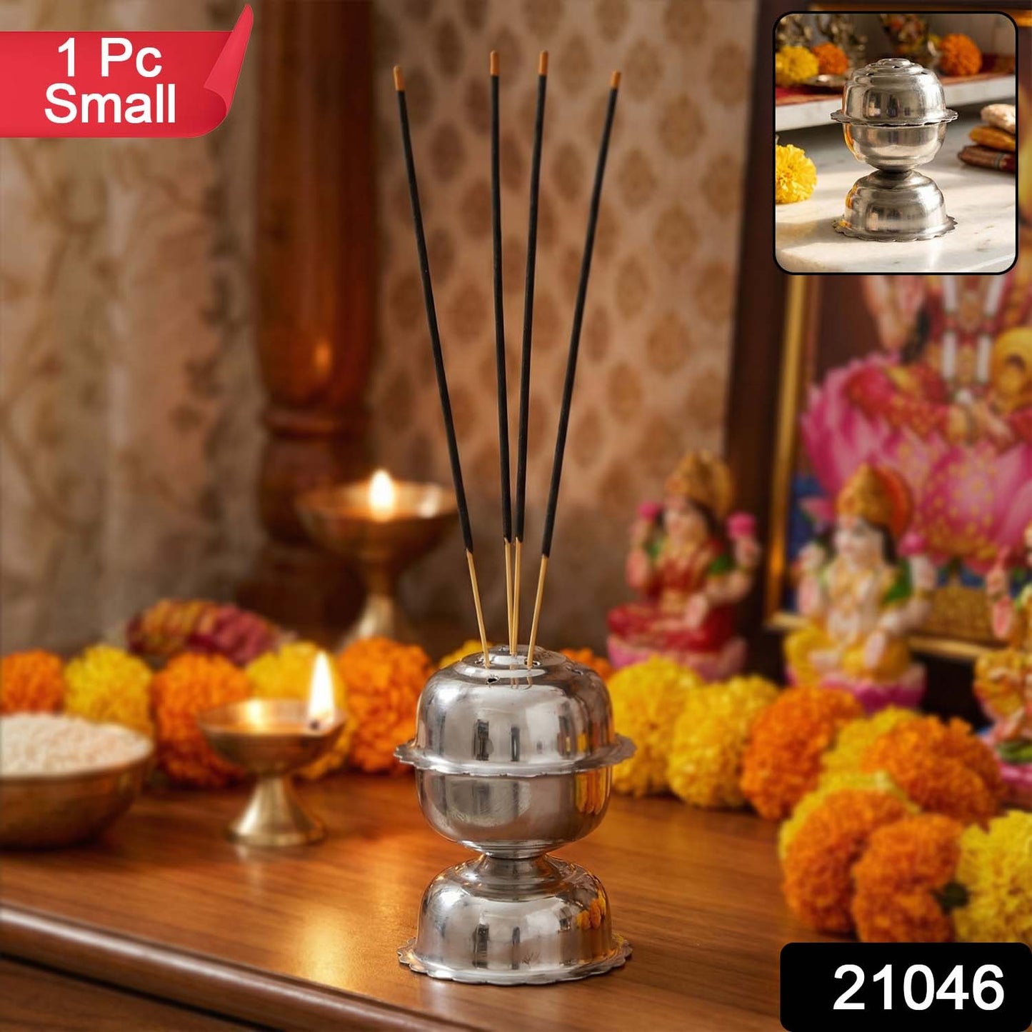 Stainless steel Jasmine Agarbatti stand by Wukusy holding incense sticks for easy burning and aromatic experience.