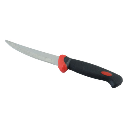 Wukusy stainless steel kitchen utility knife with ergonomic grip handle, suitable for slicing and prep work in the kitchen.