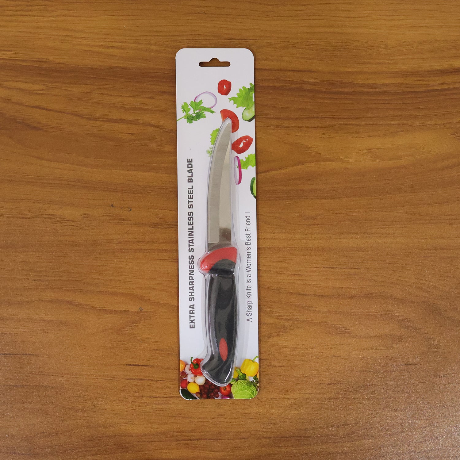 Wukusy stainless steel kitchen utility knife with ergonomic grip handle, ideal for versatile food prep tasks.