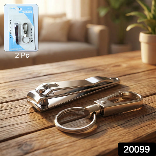 Wukusy stainless steel nail clipper set with keychain holder, includes two durable nail clippers on a keychain for easy portability