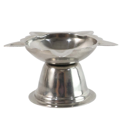 Big stainless steel sunflower design diya stand by Wukusy, decorative and durable for traditional Indian lamps.