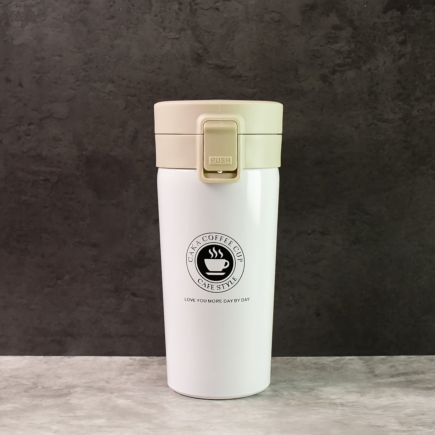 Wukusy stainless steel vacuum insulated coffee flask with flip lock lid, 400ml capacity, durable and portable for hot beverages