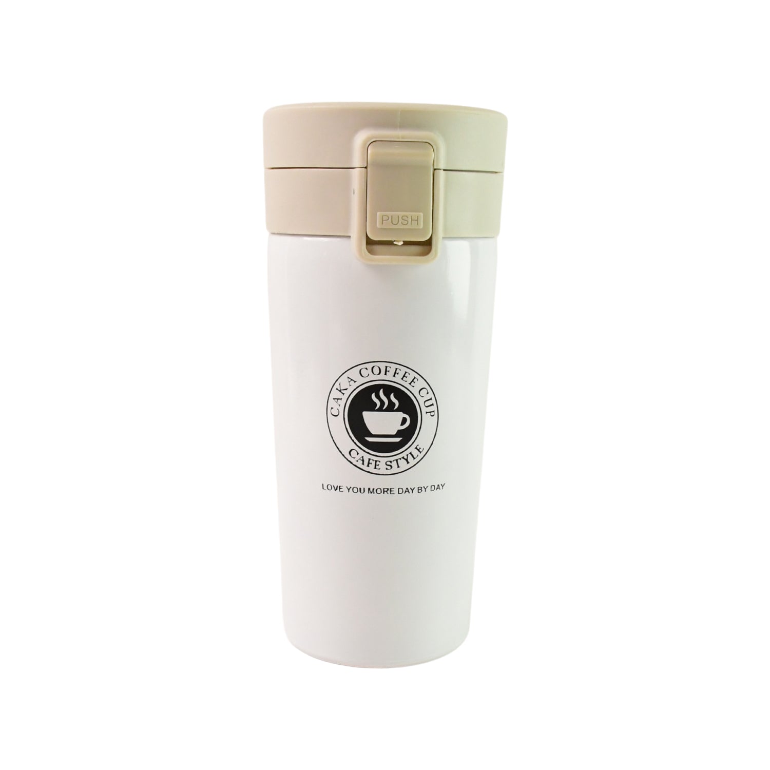 Wukusy stainless steel vacuum insulated coffee flask with flip lock lid, 400ml capacity, durable and portable for hot beverages.