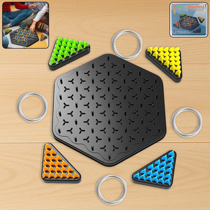 Wukusy strategic triangle color matching puzzle board game for kids and family, featuring colorful interlocking triangle pieces.