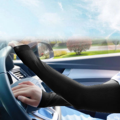 Pair of Wukusy stretchable elbow support compression sleeves showing a snug fit and flexible material for elbow pain relief.