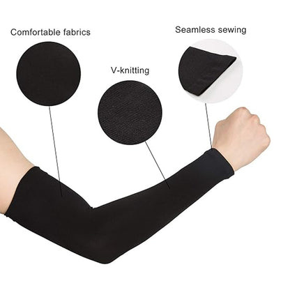 Pair of Wukusy stretchable elbow support compression sleeves showing flexible fabric and snug fit for joint stability.
