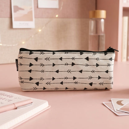 Wukusy stylish canvas pencil pouch with zipper closure, compact design, ideal for storing pens, pencils, and small stationery items.