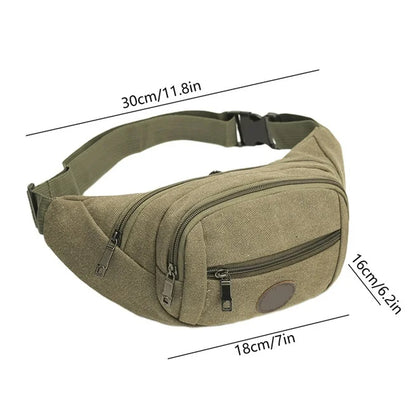 Stylish canvas waist bag for men and women by Wukusy, featuring adjustable strap and compact storage for everyday use.