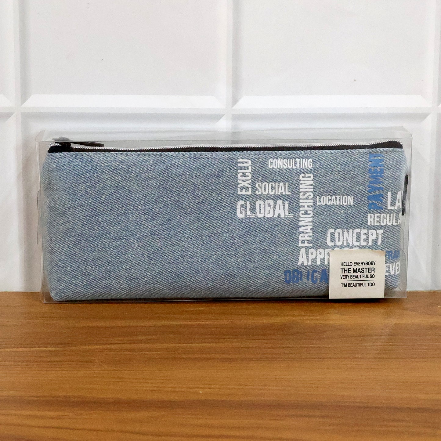 Wukusy stylish fabric zipper pencil pouch with a main compartment for storing pens, pencils, and small stationery items.