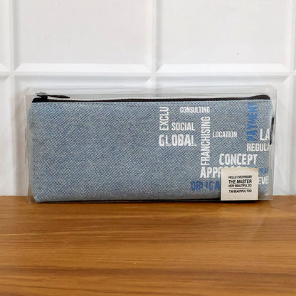 Wukusy stylish fabric zipper pencil pouch with a main compartment for storing pens, pencils, and small stationery items.