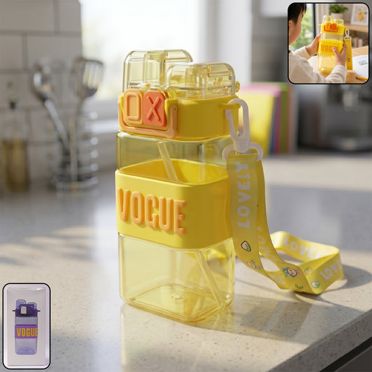 Kids' plastic water bottle by Wukusy with straw and leakproof lid, 500ml capacity, featuring colorful design and durable construction.