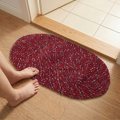 Wukusy stylish oval floor mat in beige, 50x30 cm, soft fabric with a modern design for home or office decor.