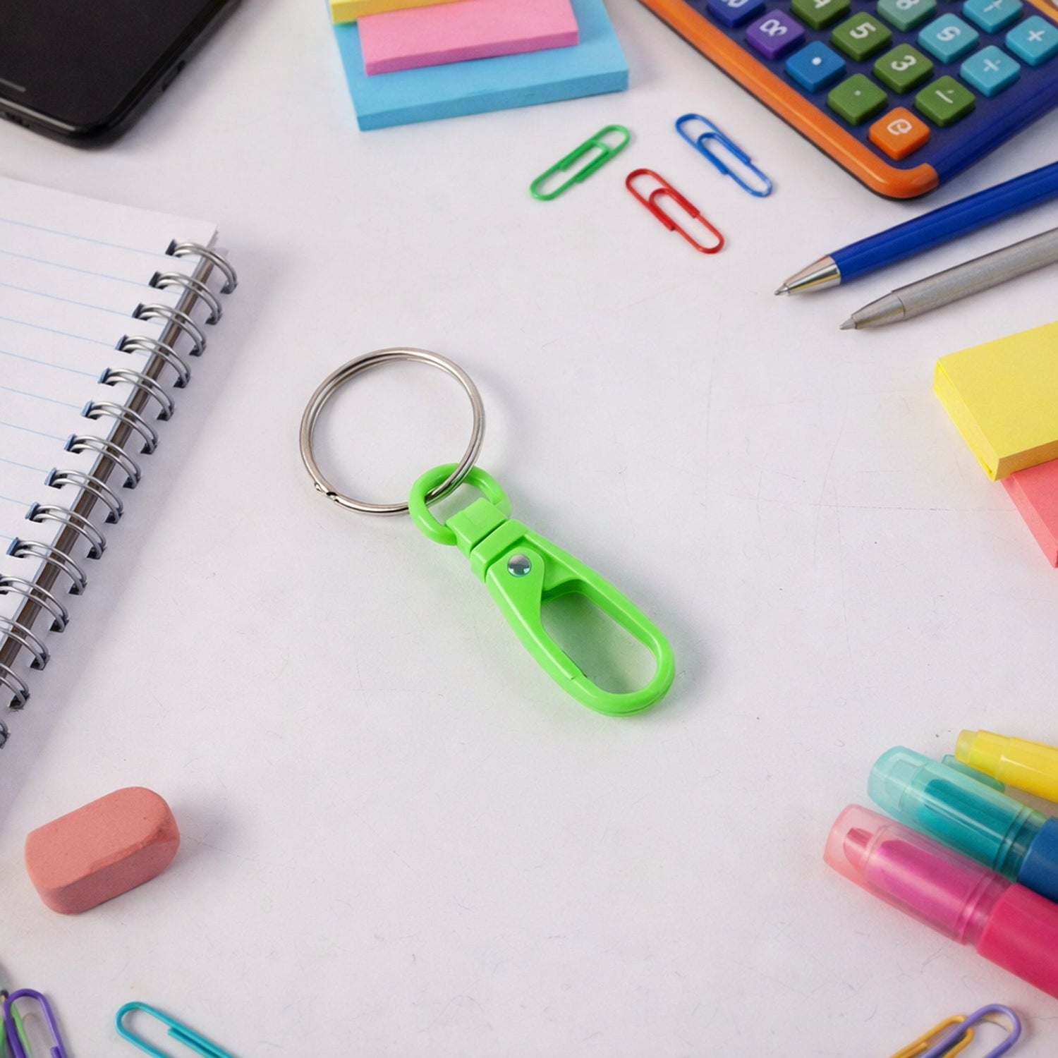 Super strong mini plastic carabiner keychain in mixed colors, durable key holder by Wukusy with secure clip for keys or accessories.