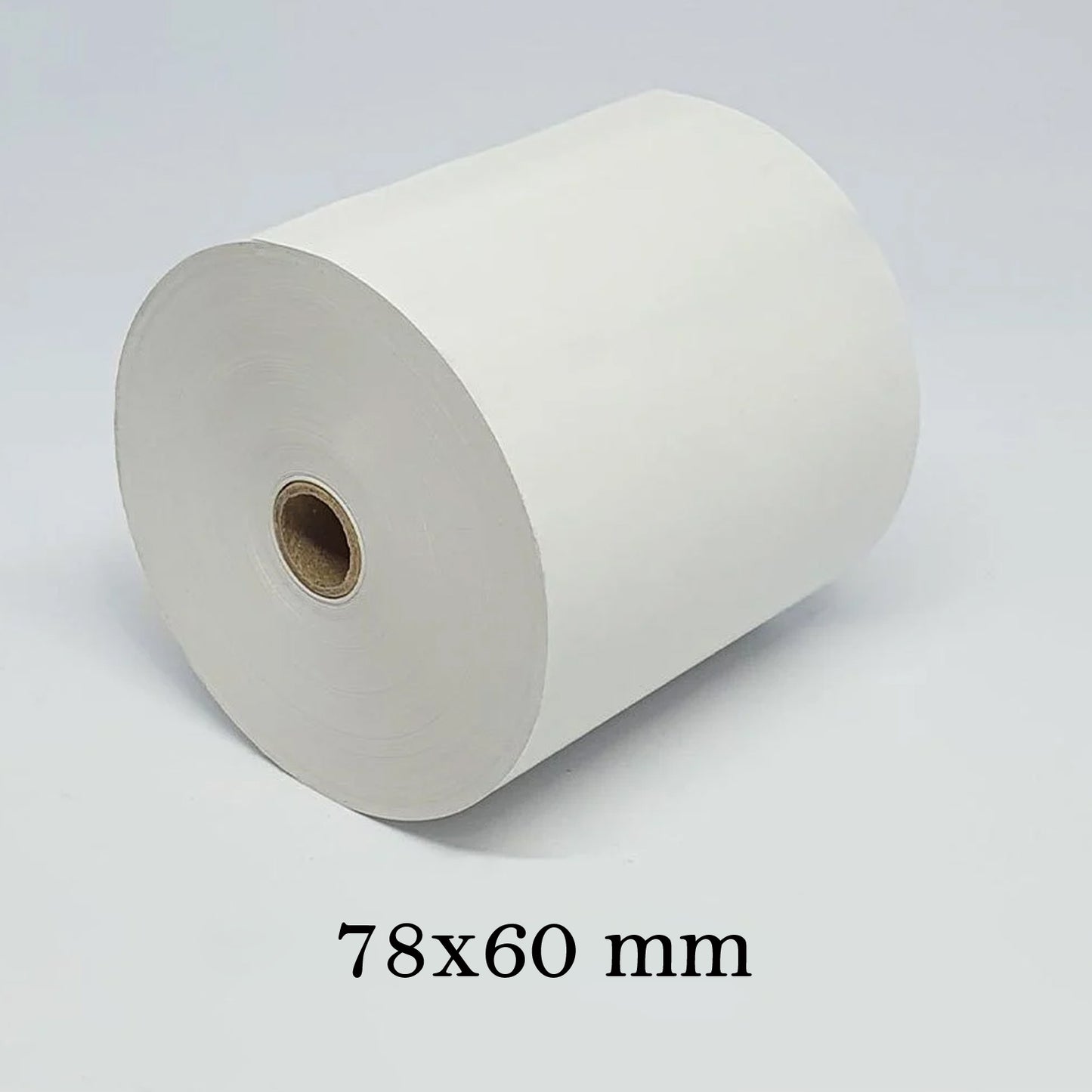 Wukusy thermal label roll for barcode printing, 78x60 mm, with printed barcode labels on white adhesive paper.