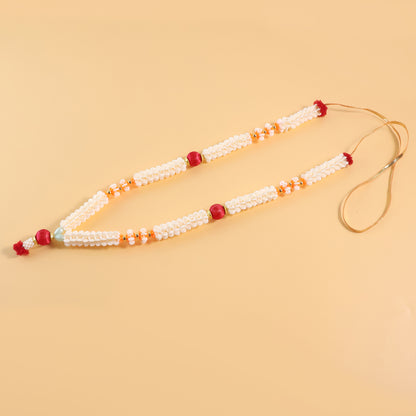Traditional decorative Pooja Gajra garland by Wukusy, featuring vibrant flowers for religious and festive celebrations.