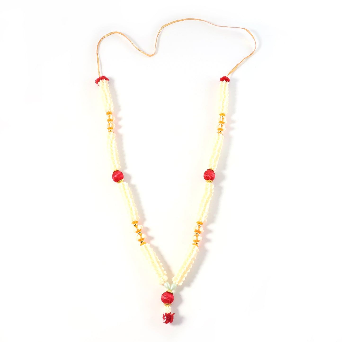 Traditional decorative Pooja Gajra garland from Wukusy, showcasing vibrant floral design for religious ceremonies.