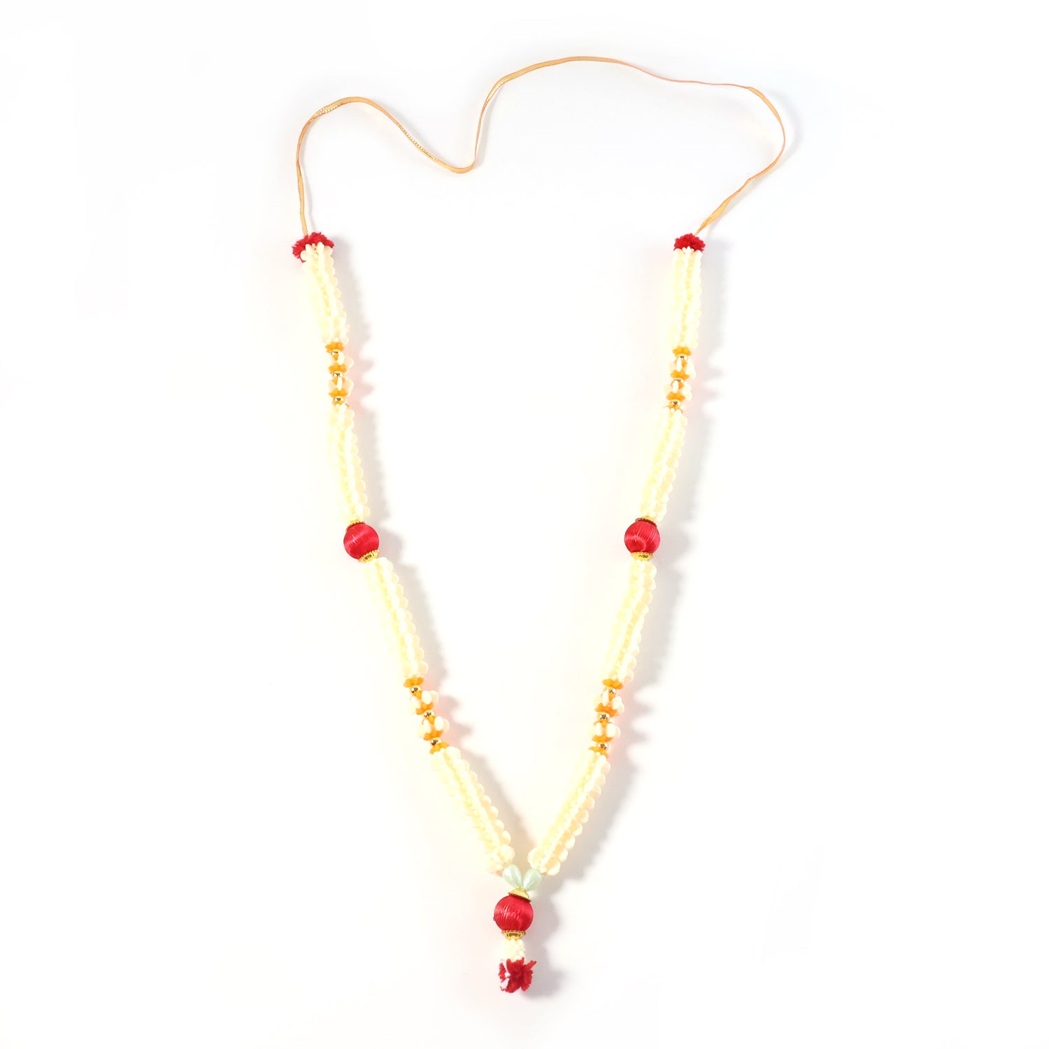Traditional decorative Pooja Gajra garland from Wukusy, showcasing vibrant floral design for religious ceremonies.