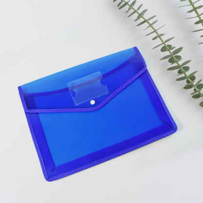 Wukusy transparent document file folder with multi-color button closure, ideal for organizing papers and files.