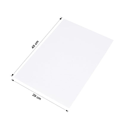 Wukusy transparent plastic fridge mat measuring 45x29 cm, protecting fridge shelves from spills and stains.