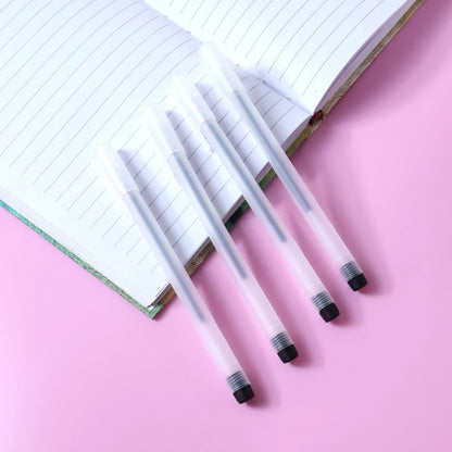 Set of six Wukusy transparent black gel pens with smooth writing tips, ideal for precise and comfortable writing.