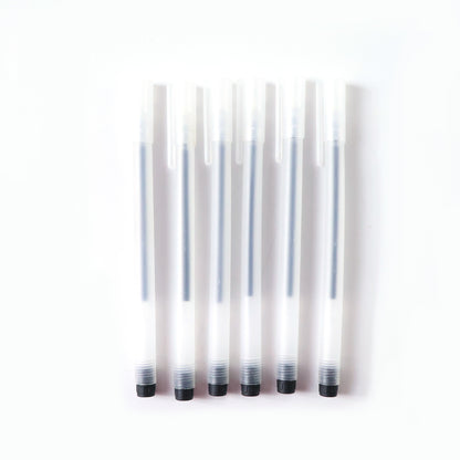 Set of six Wukusy transparent black gel pens with smooth writing tips, ideal for precise and comfortable writing.
