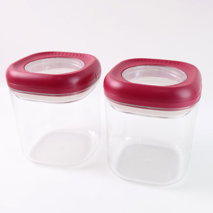 Wukusy transparent twist lock kitchen storage container set with two 800ml containers, featuring secure locking lids for freshness