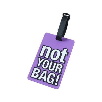 Wukusy travel identification luggage bag tag with bold "Not Your Bag" text on a black strap and clear ID window.