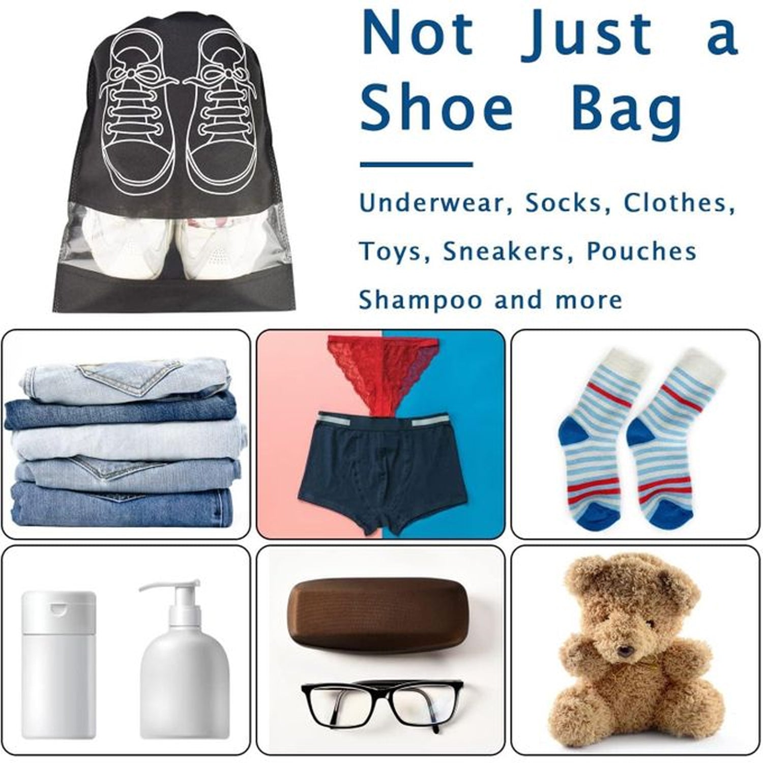 Wukusy travel portable shoes storage bag, compact and lightweight, with zipper closure for organizing shoes during trips.