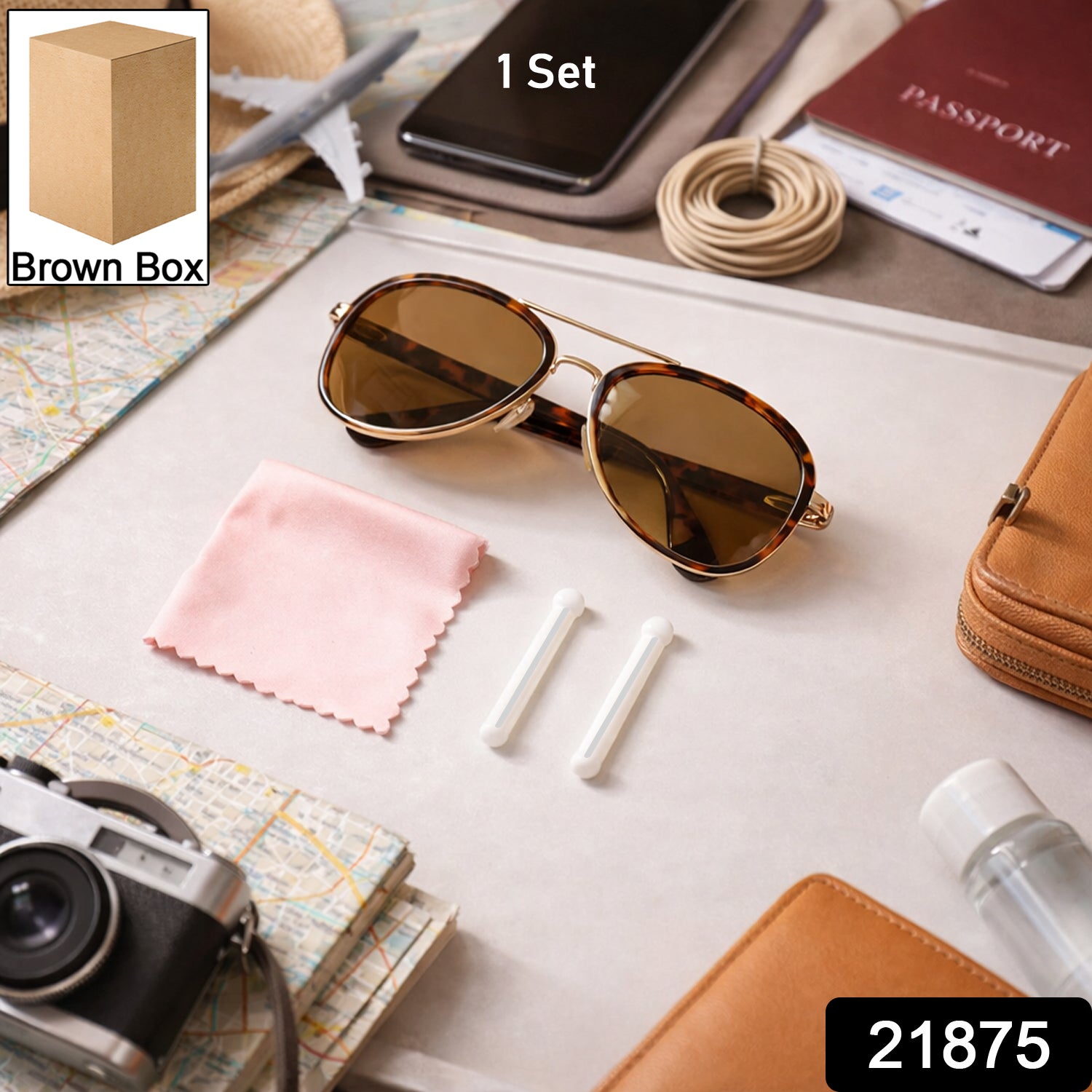 Wukusy Travel Sunglasses Protection Kit with cleaning cloth and case for safe storage of sunglasses.
