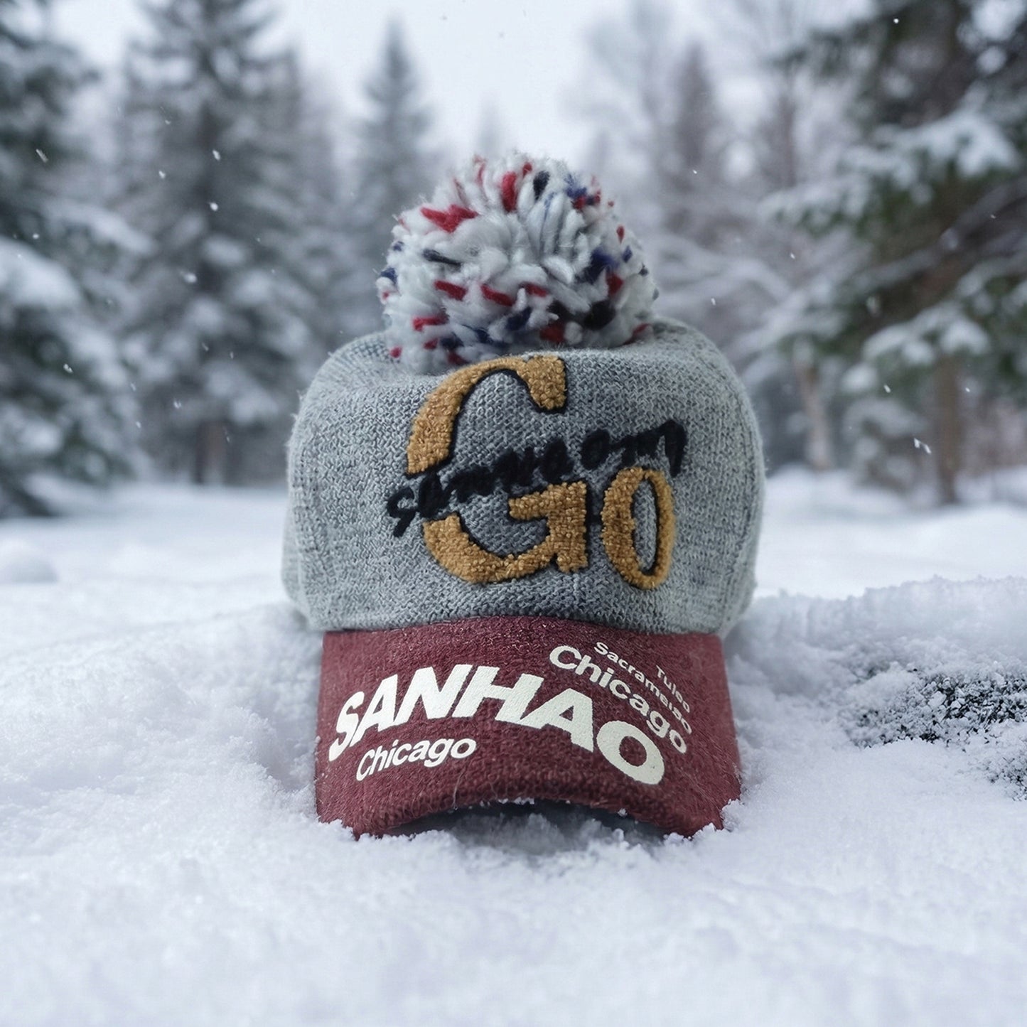 Wukusy winter baseball-style woolen cap, stylish and warm, shown in a natural light on a plain background.